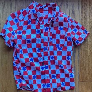 Cat & Jack Red White&Blue Checkered Patriotic Kids Shirt July 4th Memorial Day